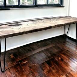 Bruntsfield - Industrial Scaffold Board Bench Seating On Steel Hairpin Legs - The Faversham - thumbnail 3