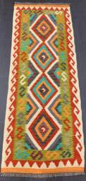 Classic Kilim Runner, Handmade Artisan Afghan Turkish Aztec Sheep Wool Runner Rug 203x76 cm - thumbnail 1