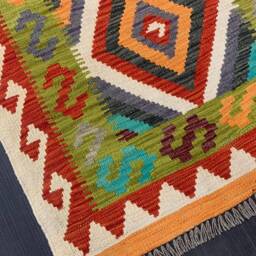 Classic Kilim Runner, Handmade Artisan Afghan Turkish Aztec Sheep Wool Runner Rug 203x76 cm - thumbnail 4