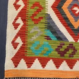 Classic Kilim Runner, Handmade Artisan Afghan Turkish Aztec Sheep Wool Runner Rug 203x76 cm - thumbnail 2