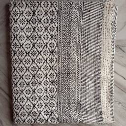 Indian Handmade Handblock Kantha Quilt , Kantha Bedspread, Coverlet, Throw Bedcover Size Queen - thumbnail 2
