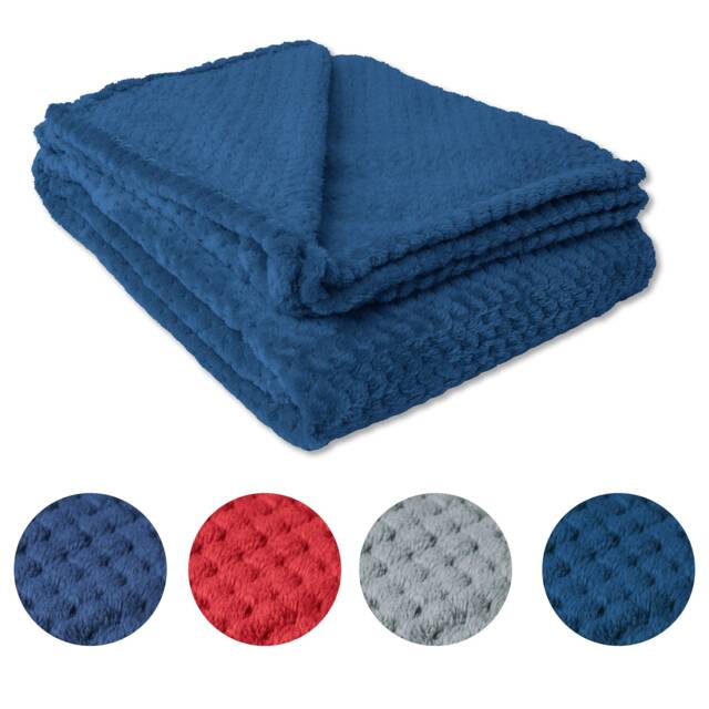 Blanket Flannel Fleece Bed Warm Cosy Waffle Throw Over Ultra Soft Sofa - image 1