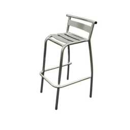Metal Breakfast Bar Stool, Silver Stacking Industrial Counter Kitchen Pub Outdoor Stools - thumbnail 3