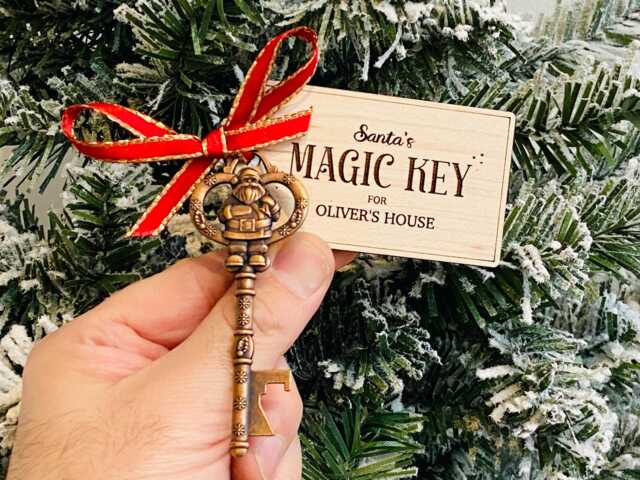 Personalised Santa's Magic Key & Tag, Father Christmas Eve Box Filler, Stocking Gift, Metal Santa - image 1