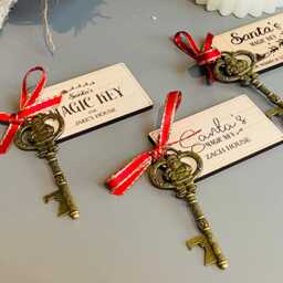 Personalised Santa's Magic Key & Tag, Father Christmas Eve Box Filler, Stocking Gift, Metal Santa - thumbnail 4