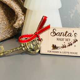 Personalised Santa's Magic Key & Tag, Father Christmas Eve Box Filler, Stocking Gift, Metal Santa - thumbnail 3
