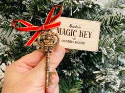 Personalised Santa's Magic Key & Tag, Father Christmas Eve Box Filler, Stocking Gift, Metal Santa - thumbnail 1
