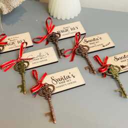 Personalised Santa's Magic Key & Tag, Father Christmas Eve Box Filler, Stocking Gift, Metal Santa - thumbnail 2