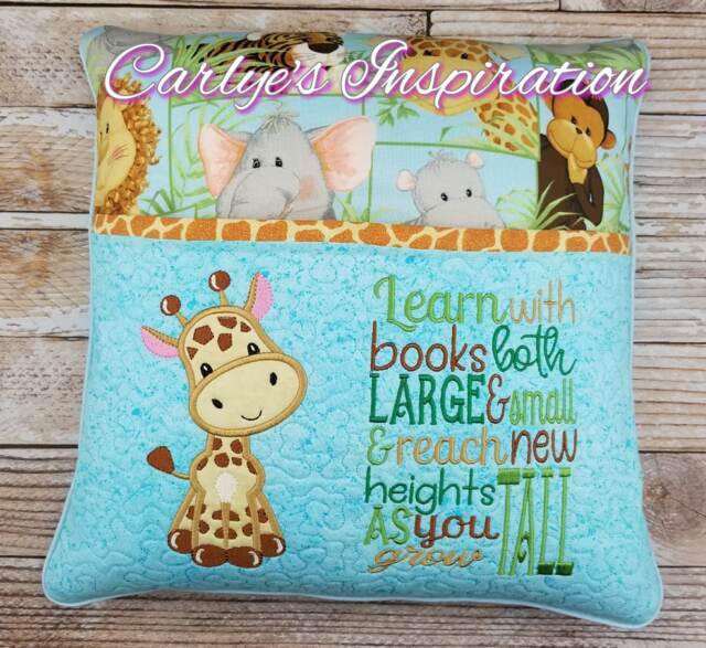 Reach New Heights As You Grow Tall Bundle Storybook Pillow Designs - 5x7 Design Includes 2 Digital Designs Giraffe Applique Safari - image 1