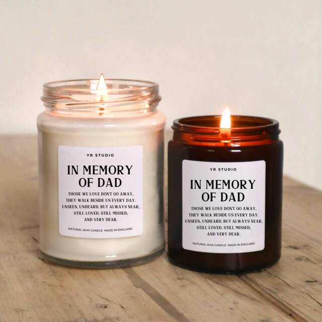In Memory Of Dad Gift Candle, Those We Love Don't Go Away Memorial, Remembrance, Loving Memory, Loss Father, Dad, Sympathy, Condolence - image 1