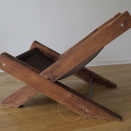 Rustic Brown Leather Lounge Chair, Reclaimed Barn Wood Sling - thumbnail 3