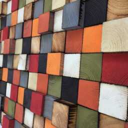 Reclaimed Wood Mosaic Wall Art - Geometric Colorful Decor - thumbnail 3
