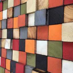 Reclaimed Wood Mosaic Wall Art - Geometric Colorful Decor - thumbnail 4
