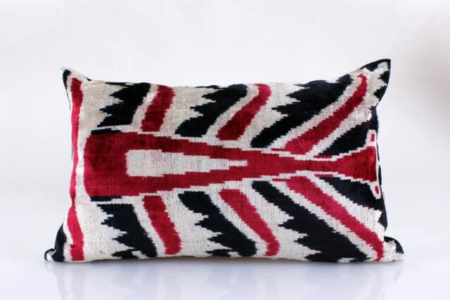 16x24 Ikat Velvet Pillow Cover, Handmade Cushion, Decorative Throw Pillow, Boho Cushion Turkish Home Decor - image 1
