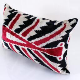16x24 Ikat Velvet Pillow Cover, Handmade Cushion, Decorative Throw Pillow, Boho Cushion Turkish Home Decor - thumbnail 2