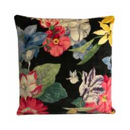 Jane Churchill Ipanema Black Velvet Tropical Floral Cushion Cover - thumbnail 2