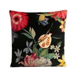 Black Velvet Tropical Floral Cushion Cover, Jane Churchill Ipanema - thumbnail 1