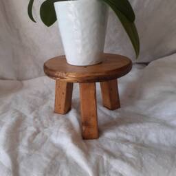 Handmade Wooden Miniature Stool Plant Stand Table - thumbnail 2