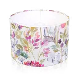 Voyage Maison Hedgerow Lotus Cream Drum Lampshade Ceiling Light/Table Lamp Pendant, Floral Watercolour Flowers Multicoloured