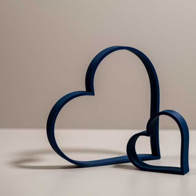 Navy Blue Heart Ornaments Line Art Set, Home Decor, Media Wall Shelf Display - image 1