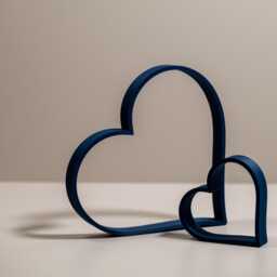 Navy Blue Heart Ornaments Line Art Set, Home Decor, Media Wall Shelf Display
