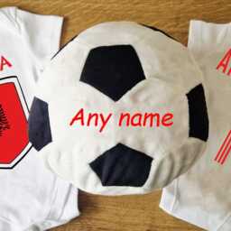 Personalised Embroidered Albania Soft Toy Football & Babygrow/Romper Tshirt Set - thumbnail 2