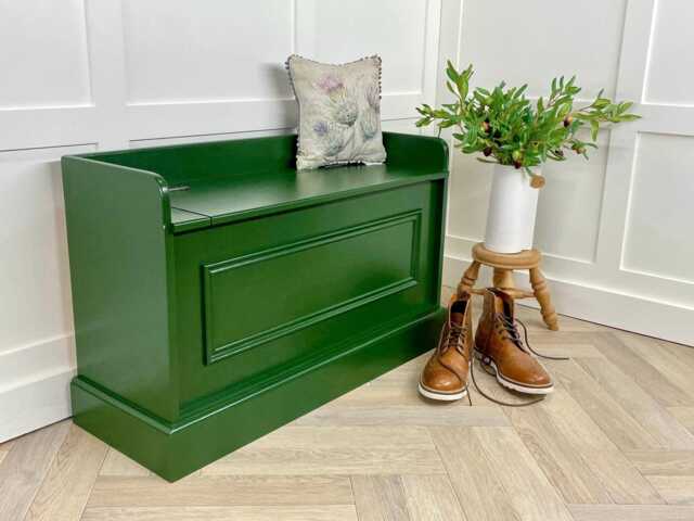 Solid Wood Storage Bench Seat, Bead Trim Hallway Entryway Furniture - 915mm Long - image 1
