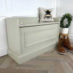 Solid Wood Storage Bench Seat, Bead Trim Hallway Entryway Furniture - 915mm Long - thumbnail 3