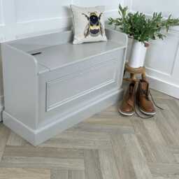 Solid Wood Storage Bench Seat, Bead Trim Hallway Entryway Furniture - 915mm Long - thumbnail 2
