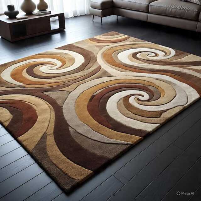 Hand Tufted Wool Oushak Rug, Modern Brown Mustard Floral Living Room Area Rug - image 1
