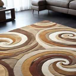 Hand Tufted Wool Oushak Rug, Modern Brown Mustard Floral Living Room Area Rug - thumbnail 3