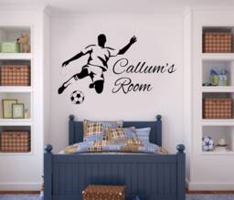 Personalised Football Wall Sticker - Custom Footballer Room Name Kids Bedroom Art Rn - thumbnail 1