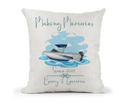 Personalised Boat Speed Cream Canvas Cushion, Making Memories, Family Gift.. Wedding, Anniversary Gift - thumbnail 1