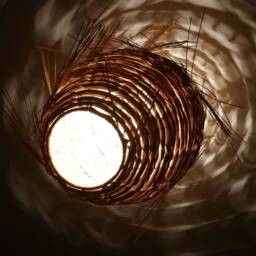 "Rattan Flush Mount Lighting Fixture, Rugby-Shaped Romantic Style Ceiling Light, Size W10.5"" By H15" - thumbnail 3