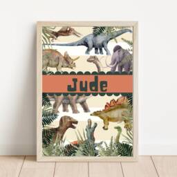 Personalised Dinosaur Print, Perfect Wall Art For A Dino Themed Nursery, Bedroom Or Playroom - Print Only - thumbnail 2