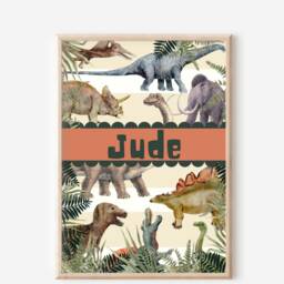 Personalised Dinosaur Print, Perfect Wall Art For A Dino Themed Nursery, Bedroom Or Playroom - Print Only - thumbnail 3
