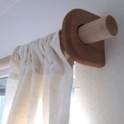 Minimal Oak Wood Curtain Rod Bracket, Holder - Solid White Oak Mount with Natural Finish - thumbnail 3