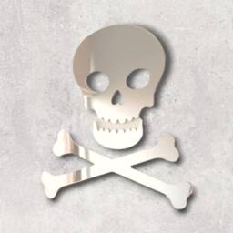 Skull & Crossbones Acrylic Mirror Wall Art - Personalized Engraving - thumbnail 2