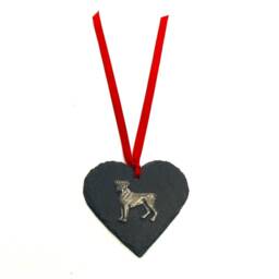 Boxer Dog Design Slate Heart Hanging Ornament - Christmas Decoration 2026 Gift Mum - thumbnail 3