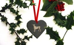 Boxer Dog Design Slate Heart Hanging Ornament - Christmas Decoration 2026 Gift Mum