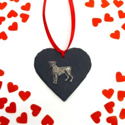 Boxer Dog Design Slate Heart Hanging Ornament - Christmas Decoration 2026 Gift Mum - thumbnail 2