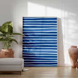 Blue Stripe Poster, Modern Abstract Wall Art, Minimalist Coastal Print, Nautical Home Decor, Contemporary Ocean-Inspired Artwork - thumbnail 3