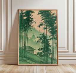 Bamboo Forest Poster, Japanese Landscape Print, Zen Wall Art - thumbnail 1