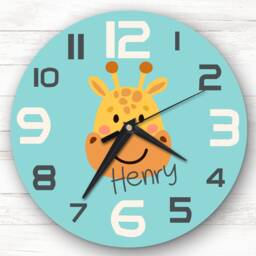 Kids Room Cute Giraffe Face Custom Gift Personalised Clock - thumbnail 1