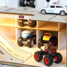 Personalized Toy Car Storage Display Plywood Nursery Decor - thumbnail 4