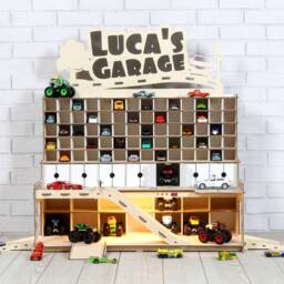 Personalized Toy Car Storage Display Plywood Nursery Decor - thumbnail 2