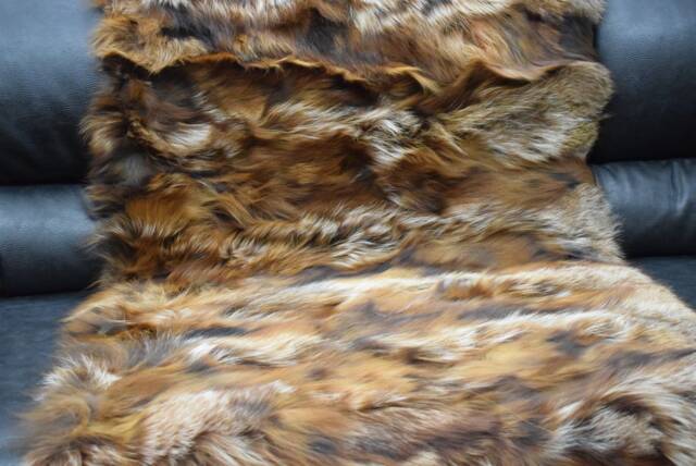 Real Fox Fur Blanket Throw Crystal Light Color, Home Warmer - image 1