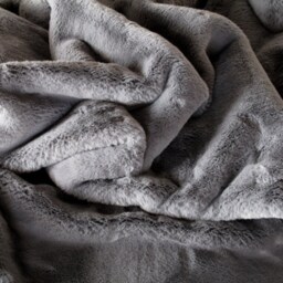 Luxury Richmond Slate Faux Fur Throw Blanket - Soft Grey Bedspread - thumbnail 2