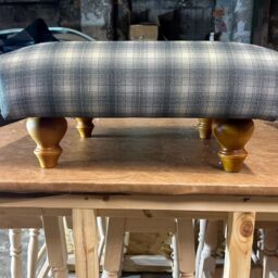 Tartan Style/Check Footstool With Wooden Legs - thumbnail 2