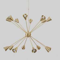Mid Century Sputnik Chandelier - 16-Arm Brushed Brass Starburst Light - thumbnail 3